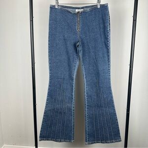 Vintage Y2K Jordache Hipster Stretch Flare Blue Jeans Size 9/10 Pintuck Bareback